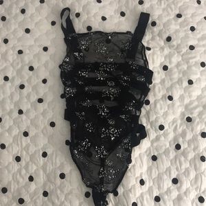 Black lingerie bodysuit